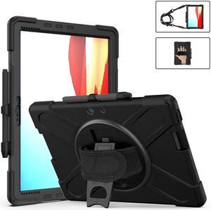 BONAEVER For Microsoft Surface Pro X 13 inch Case Shockproof Protective Cover with Pen Holder Hand Strap Rotating Stand and Shoulder Strap