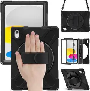 BONAEVER For iPad (A16) 11th Generation 11 Inch 2025, iPad 10th Generation 10.9 inch 2022 Shockproof Cover with Pencil Holder Shoulder Strap Stand