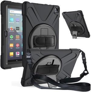 BONAEVER Case for Amazon Kindle Fire HD 8 2020 / Fire 8 Plus 2020 - 10th Generation
 Shockproof Protective Cover with Stand and Strap & Shoulder Strap
