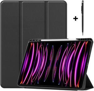 BONAEVER For iPad Pro 12.9 Inch Case 2022 2021 2020 2018 (6th 5th 4th 3th Gen) with Pencil Holder Support 2nd Pencil Charging Slim Stand Cover with Stylus Pen