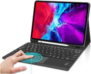 BONAEVER Bluetooth Keyboard Case with Trackpad for iPad Pro 12.9 inch 2022 2021 2020 2018 iPad 6th 5th 4th 3rd Generation Removable Wireless Keyboard with Cover