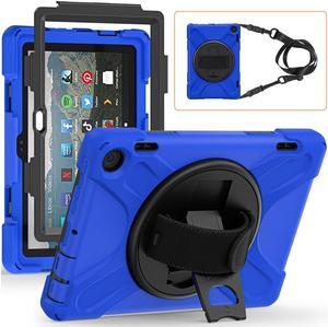 BONAEVER All New Amazon Fire HD 8 / Fire HD 8 Plus Case - 12th Generation 2022 Shockproof Protective Cover With Stand and Strap Shoulder Strap