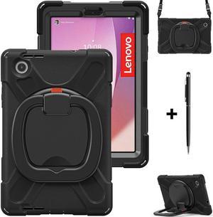 BONAEVER For Lenovo Tab M8 4th Gen 2023 Model TB300FU TB300XU Shockproof Protective Cover with Stand and  Shoulder Strap Pencil Holder Stylus Pen