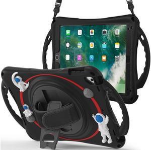 BONAEVER Cute Case for iPad 6th 5th Generation 9.7 inch 2018 2017 iPad Air 2 Air 1 iPad Pro 9.7 Shockproof Silicone A Standronaut Cover with Stand Shoulder Strap Handle Grip Pencil Holder