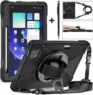 BONAEVER Protective Case for Xiaomi Mi Pad 6 / 6 Pro 11.2 Inch 2023 with Stylus Holder & Stand and Portable Hybrid ShockProof Cover with 360° Rotatable Handle Shoulder Strap Stylus Pen