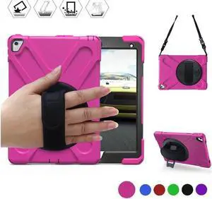 BONAEVER For iPad Pro 9.7 inch Case 2016 Model A1673 A1674 A1675 Shockproof Hard Cover with 360 Degree Rotating Stand and Strap Shoulder Strap