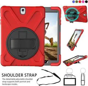 BONAEVER For Samsung Galaxy Tab S3 9.7 inch Case Model SM-T820 T825 T827 Protective Silicone Cover with Stand andandle H Grip Shoulder Strap