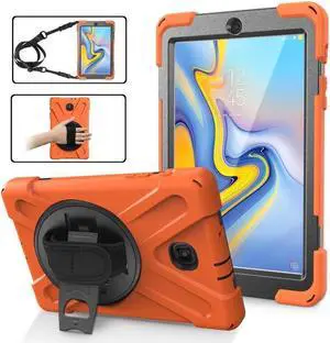 BONAEVER For Samsung Galaxy Tab A 8.0 inch 2018 Case Model SM-T387 Shockproof Cover with Stand and le Strap+ Shoulder Strap