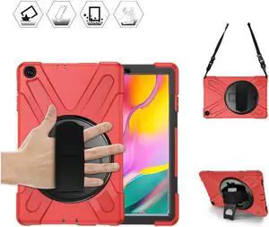 BONAEVER For Samsung Galaxy Tab A 10.1 inch 2019 Case Model SM-T510 T515 T517 Shockproof Protective Cover with Hand Strap Stand Shoulder Strap