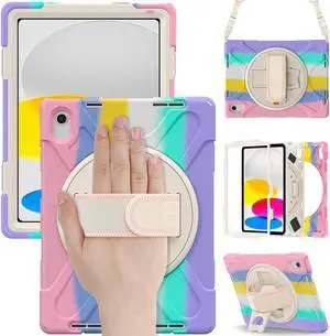 BONAEVER For iPad (A16) 11th Generation 11 Inch 2025, iPad 10th Generation 10.9 inch 2022 Shockproof Cover with Pencil Holder Shoulder Strap Stand