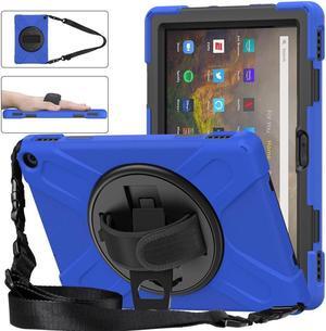 BONAEVER For Amazon Kindle Fire HD 10 / Fire HD 10 Plus 11th Generation 2021 Case Shockproof Cover with Pencil Holder Stand and & Shoulder Strap