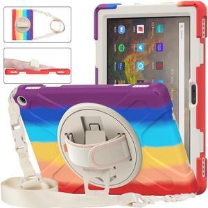 BONAEVER For Amazon Kindle Fire HD 10 / Fire HD 10 Plus 11th Generation 2021 Case Shockproof Cover with Pencil Holder Stand and & Shoulder Strap