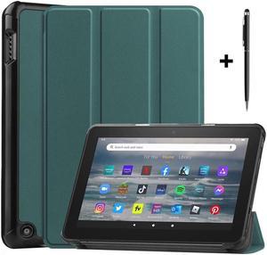 BONAEVER Case for All New Amazon Fire 7 inch (12th Generation 2022 Released) - Tri-fold Auto Wake/Sleep Stand Cover with Universal Stylus Pen