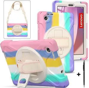 BONAEVER For Lenovo Tab M8 4th Gen 2023 TB-300FU TB-300XU Shockproof Protective Cover with H & Shoulder Strap Stand and Pencil Holder Stylus Pen