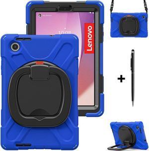 BONAEVER For Lenovo Tab M8 4th Gen 2023 Model TB300FU TB300XU Shockproof Protective Cover with Stand and  Shoulder Strap Pencil Holder Stylus Pen Blue