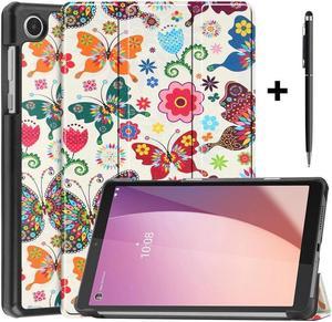 BONAEVER Case for Lenovo Tab M8 4rd Gen 2023 8 inch Model TB-300FU TB-300XU Slim Stand andard Shell Protective Cover with Stylus Pen Butterfly