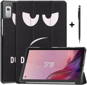 BONAEVER Case for Lenovo Tab M9 2023 9 inch Model TB310XU / TB310FU Slim Stand andard Shell Protective Cover with Stylus Pen Black/White