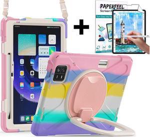 BONAEVER Case for Xiaomi Mi Pad 6 / 6 Pro 11.2 Inch 2023 Protective Shockproof Cover with S Pen Holder / Hand Strap / Stand and Shoulder Strap Pink