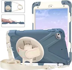 iPad Mini 5 Case 2019 iPad Mini 4 Case with Pencil Holder Shockproof 360 Degree Rotation Cover with Kickstand Hand Strap Shoulder Strip Protective Case for iPad Mini 5th iPad Mini 4th Generation Blue