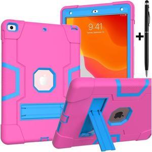 BONAEVER Case for ipad 9th Generation/iPad 8th Generation/iPad 7th Generation Slim Shockproof Rugged Protective Case with Built-in Stand for iPad 10.2 inch 2021/2020/2019 Rose Red