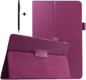 BONAEVER For Galaxy Tab E 9.6 Case with Universal Stylus Pen - Slim Leather Folio Stand Case Cover for Samsung Galaxy Tab E 9.6 Inch Model SM-T560 SM-T561 SM-T565 SM-T567V Purple