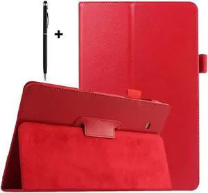BONAEVER For Galaxy Tab E 9.6 Case with Universal Stylus Pen - Slim Leather Folio Stand Case Cover for Samsung Galaxy Tab E 9.6 Inch Model SM-T560 SM-T561 SM-T565 SM-T567V Red