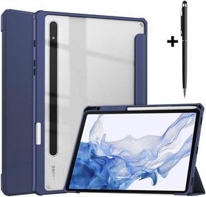 BONAEVER Case for Samsung Galaxy Tab S8 11 inch 2022 SM-X700/X706 /Tab S7 11 inch 2020 SM-T870/T875/T878 with S-Pen Holder Trifold Cover Transparent PC Back Shell with Auto-Wake Stylus Pen Sky Blue