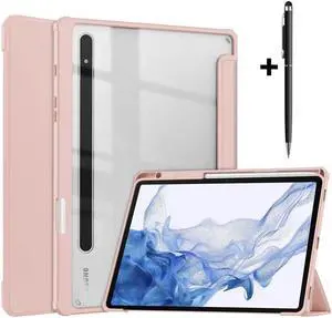 BONAEVER Case for Samsung Galaxy Tab S8 11 inch 2022 SM-X700/X706 /Tab S7 11 inch 2020 SM-T870/T875/T878 with S-Pen Holder Trifold Cover Transparent PC Back Shell with Auto-Wake Stylus Pen Sky Blue