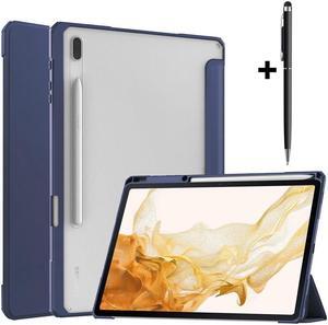 BONAEVER Case For Samsung Galaxy Tab S8 Plus 12.4 2022 SM-X800/X806 / Tab S7 FE 2021 / Tab S7 Plus 2020 12.4 inch with S Pen Holder Stylus Pen Transparent Back Smart Stand Cover with Auto Wake/Sleep