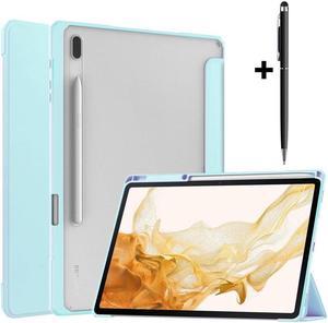 BONAEVER Case For Samsung Galaxy Tab S8 Plus 124 2022 SMX800X806  Tab S7 FE 2021  Tab S7 Plus 2020 124 inch with S Pen Holder Stylus Pen Transparent Back Smart Stand Cover with Auto WakeSleep