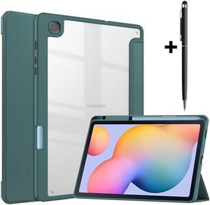 BONAEVER Slim Case for Samsung Galaxy Tab S6 Lite 10.4 Inch 2022 2020 Model SM-P610/P613/P615/P619 with S Pen Holder Stylus Pen Shockproof Cover with Clear Transparent Back Shell