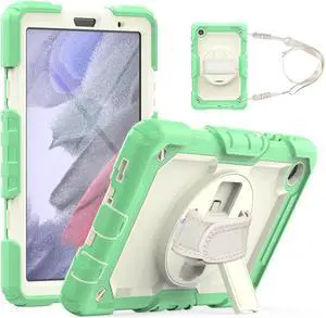 Case Compatible with Samsung Galaxy Tab A7 Lite 8.7 inch with Built-in Screen Protector 360 Degree Kickstand Hand Shoulder Strap, Shockproof Cover for Galaxy Tab A7 Lite 2021 SM-T220 SM- T225 SM- T227