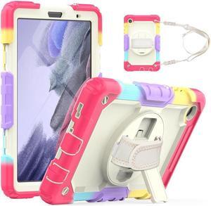 Case Compatible with Samsung Galaxy Tab A7 Lite 8.7 inch with Built-in Screen Protector 360 Degree Kickstand Hand Shoulder Strap, Shockproof Cover for Galaxy Tab A7 Lite 2021 SM-T220 SM- T225 SM- T227