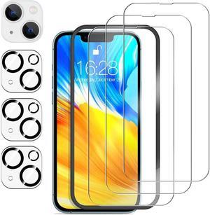 BONAEVER 3 Pack Tempered Glass Screen Protector Compatible with iPhone 13 Pro Max 6.7 inch with 3 Pack Camera Lens Protector [9H Hardness] [Scratch Resi Standant] [Easy In Standallation]