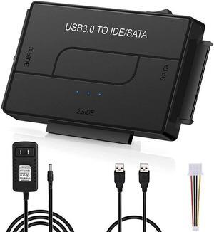 USB to SATA IDE HDD Adapter - USB 3.0 Cable to 2.5" 3.5" SATA IDE Hard Drive Converter for Windows 10/8/ 7/XP, Mac, Internal to External Laptop SSD Reader Kit, File Data Transfer Conversion Cord