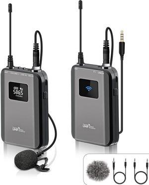 BONAEVER Wireless Lavalier Microphone Professional UHF Wireless Mic Sy Standem for DSLR CamerasiPhone Android SmartphonesVideo RecordingVlogging Interview Teaching328' ft Audio Range