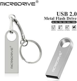 Mini USB Flash Drive Microdrive 32GB Data Traveler USB 2.0 Flash Drive Speed Up to 100MB/s Metal Memory Stick Silver 32GB