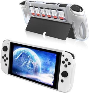 BONAEVER Switch Protective Case for Nintendo Switch OLED Stand Cover with 6 Game Card Standorage for NS Switch OLED Console & Joycon Controller Shockproof & Anti-Scratch