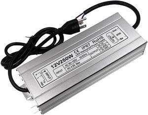 BONAEVER LED Power Supply 250W High-powerTransformer Waterproof IP67 12V DC Driver Adapter for Outdoor Use