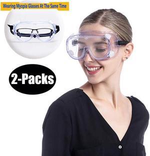 BONAEVER Eyewear Protective Safety Glasses Splash Safety Goggles for Chemical Lab Technic Safety Polycarbonate Anti-Fog Lenses - 2 Packs