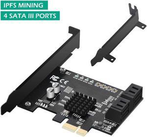 BONAEVER 4 Ports SATA 6G PCI Express Controller Card PCI-Express PCI-e To SATA III / SATA 3.0 Converter Expansion Controller Card Dapter Support Low Profile Bracket SATA3.0