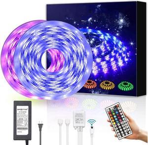 BONAEVER Led Standrip Lights 32.8ft Waterproof Flexible Tape Lights Color Changing 5050 RGB 300 LEDs Light Standrips Kit with 44 Keys IR Remote Controller Power Supply