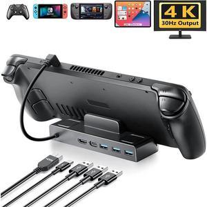 BONAEVER Steam Deck Dock - Docking Standation for Steam Deck Stand Base USB-C Hub with HDMI 4K 3 USB 3.0 & 65W Charging Port For Switch Monitor Handle