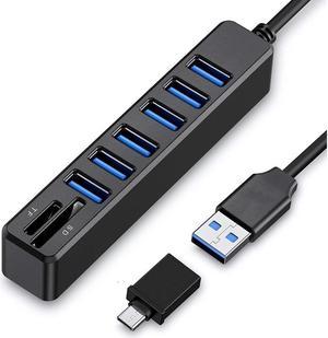 BONAEVER USB Hub USB Splitter 6 Port HUB Combo External USB 2.0 HUB + SD Card Reader Multifunction for Mac Pro/Mini iMac Ps4 Surface Pro XPS PC Flash Drive