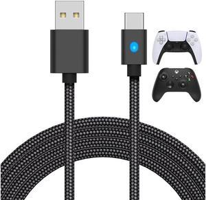 BONAEVER 10FT Charging Cable for PS5 Controller for Xbox Series X/S Switch Pro Controller Phone Fa Stand Charger Cord Nylon Braided Type-C Ports Replacement