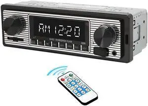 BONAEVER Bluetooth Vintage Car Standereo MP3 Player Dual Knob Audio Classic Standereos USB/SD/MP3/AUX FM WMA/WAV Radio Receiver H s Free Wireless Remote Control