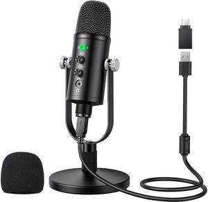 BONAEVER USB Microphone Cardioid USB Microphone Condenser Microphone PC Gaming Computer Microphone with Round Support for Standreaming Podca Standing Vocal Recording