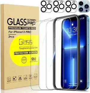BONAEVER 3 Pack Tempered Glass Screen Protector Compatible with iPhone 13 Pro 6.1 inch with 3 Pack Camera Lens Protector [9H Hardness] [Scratch Resi Standant]