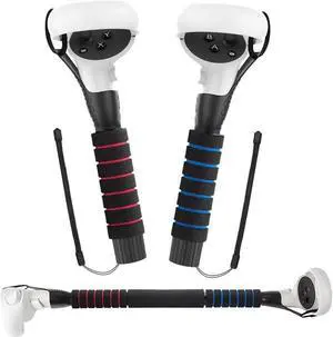 BONAEVER VR Game Handle Accessories for Que Stand 2 Controllers Dual Handles Extension Grips for Playing Beat Saber Gorilla Tag GamesVR Golf Club Attachment