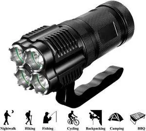 BONAEVER 3000 Lumens High Power Tactical Hand Held Flashlight Torch Rechargeable Bright Spotlight Waterproof CREE XML-T2 LED Searchlight Floodlight Light For Outdoor Camping Lantern Hiking Hunting